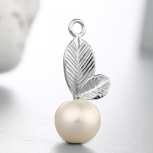 925 sterling silver two leaves pendant pearl caps