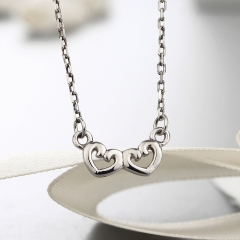 925 sterling silver double heart pendants necklaces