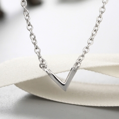 925 sterling silver solid letter V pendants necklaces