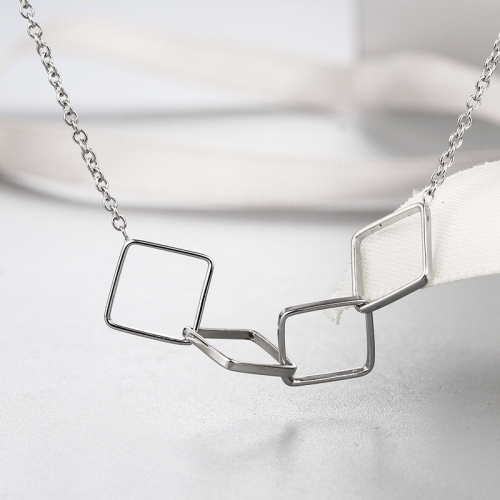 Fashion 925 sterling silver minimalist squares necklaces