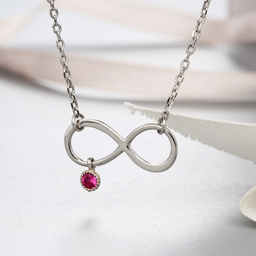925 sterling silver red cz stone infinity necklaces