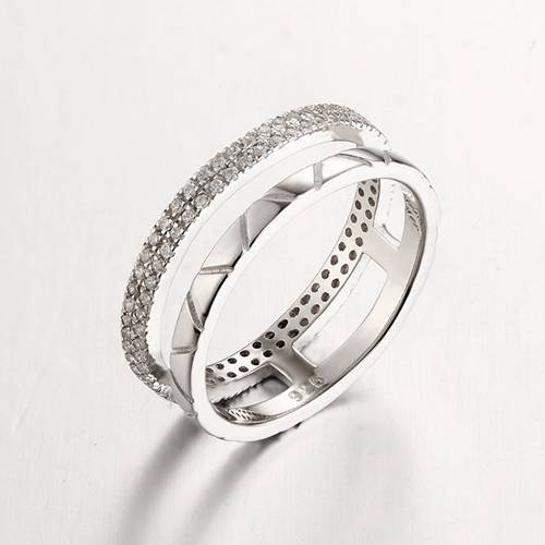 925 sterling silver cubic zirconia two rows rings