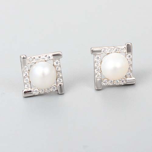 925 sterling silver square pearl earring finding