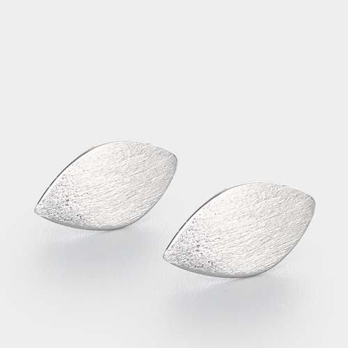 Minimalist 925 sterling silver brushed olive earring posts