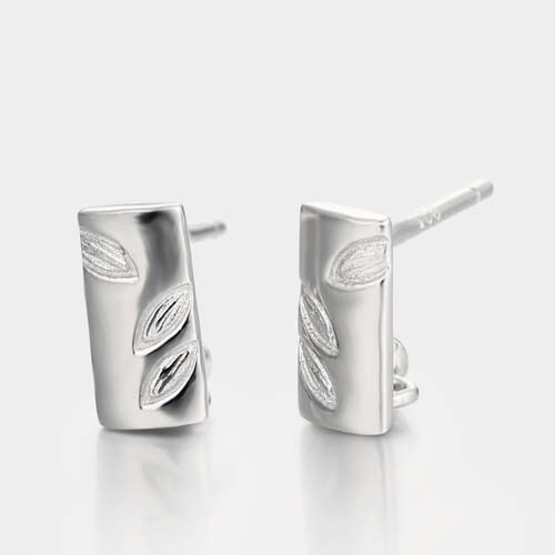 925 sterling silver leaves pattern engraved earring studs for pearl