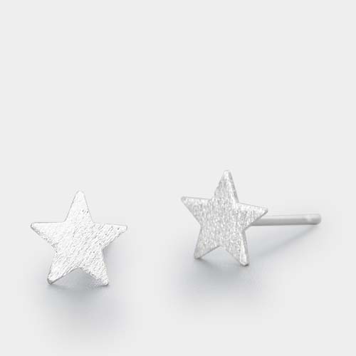 925 sterling silver brushed star stud earring