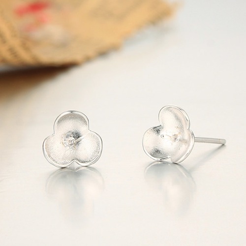 925 sterling silver flower pearl stud earring mountings