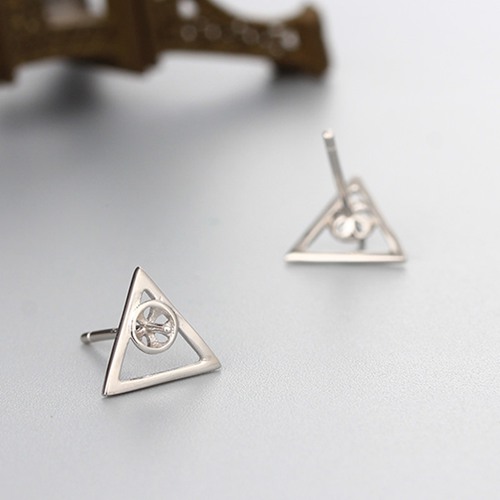 925 sterling silver triangle pearl earrings mountings