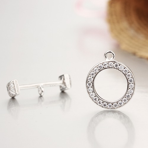 925 sterling silver cubic zirconia round ring toggle clasps