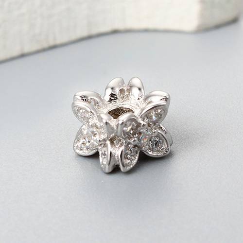 925 sterling silver cz flower shape beads