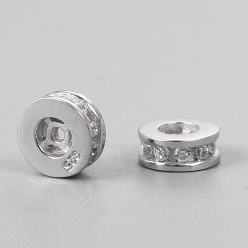 925 sterling silver cz flat spacer beads