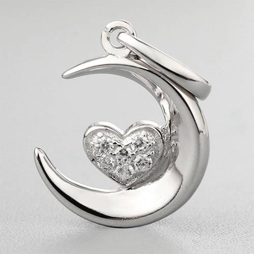 925 sterling silver cubic zirconia heart moon pendants