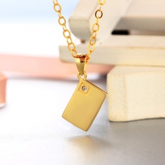 925 sterling silver solid square with cz stones pendants