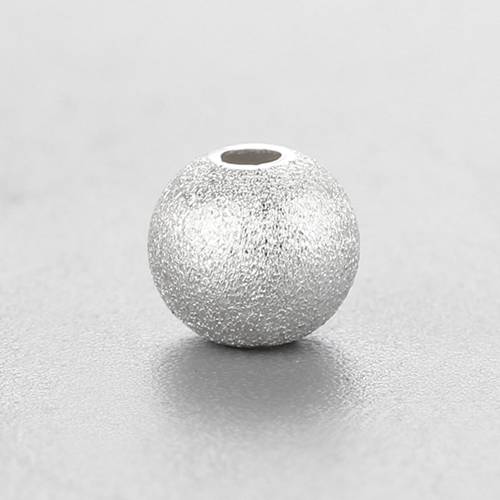 925 sterling silver brushed round beads,6MM