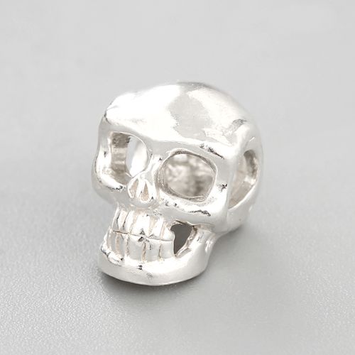 925 sterling silver diy skull bead