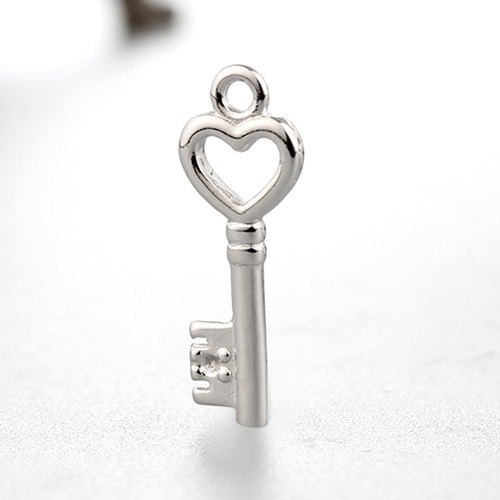 925 sterling silver heart shaped key charms