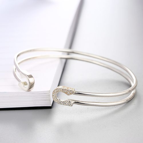 925 sterling silver two rows U shaped open bangles