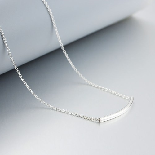 Minimalist 925 sterling silver curved tube necklaces