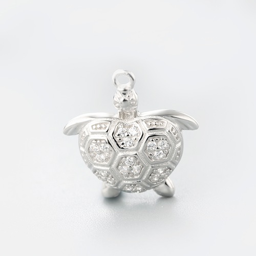925 sterling silver cubic zirconia pave turtle charm