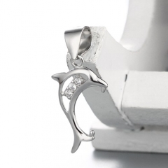 925 sterling silver cz stone hollow dolphin pendant clasps