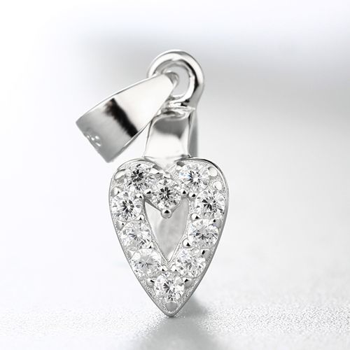 925 sterling silver cz stone hollow heart crystal pendant clasp