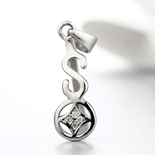 925 sterling silver S cubic zirconia pendant findings