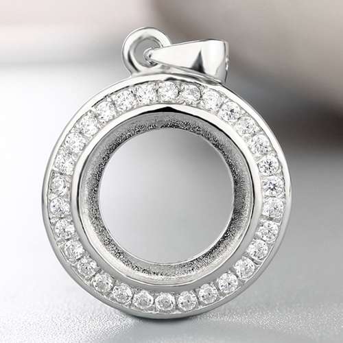 925 sterling silver cz stone big round bezel for gemstone