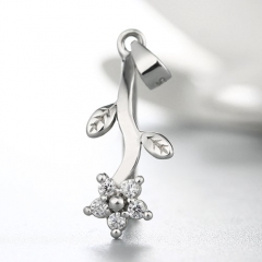 925 sterling silver flower with leaf crystal pendant findings