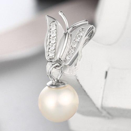 925 sterling silver cubic zirconia butterfly mounting for pearl