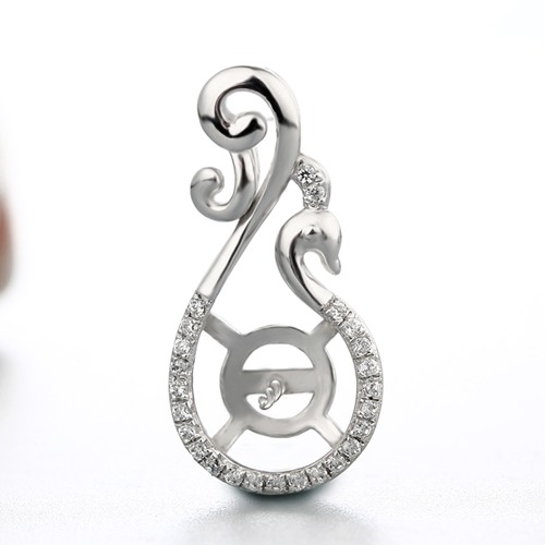 925 sterling silver cz micro pave pendant mounting for  pearl