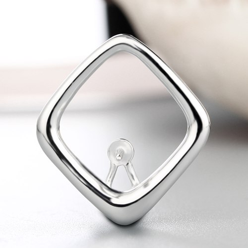 925 sterling silver diamond shaped pendant pearl caps