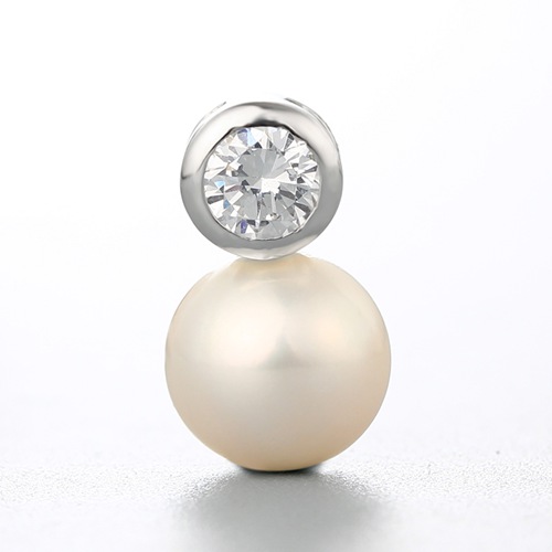 925 sterling silver round cz stone pendant for pearl