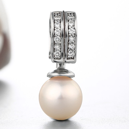 925 sterling silver 2 rows cubic zirconia  pendant for pearl making
