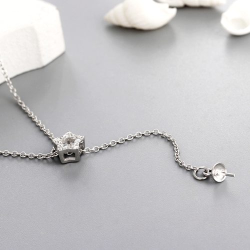 925 sterling silver star cz pearl lariat necklace