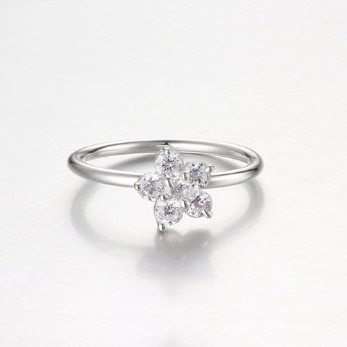 925 sterling silver flower cubic zirconia ring