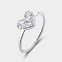 925 sterling silver cubic zirconia heart ring
