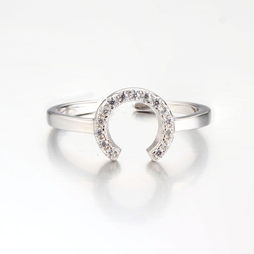 925 sterling silver cz moon ring