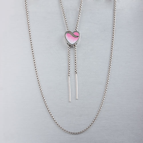 Silver slider heart necklace,enamel jewelry