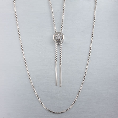 925 silver cz slide adjustable necklace