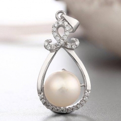 925 sterling silver cz waterdrop pendant for pearl