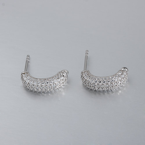 925 sterling silver cz curved earring findings