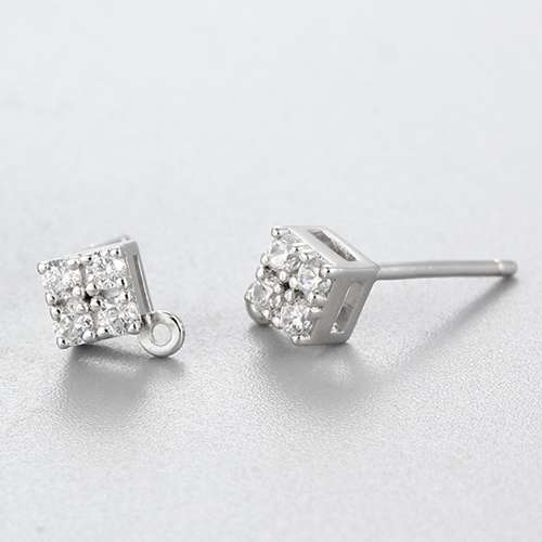 925 silver cz diamond stud earring with jump ring