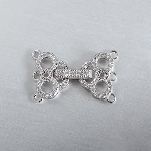 925 sterling silver cz pearl clasp for three layers