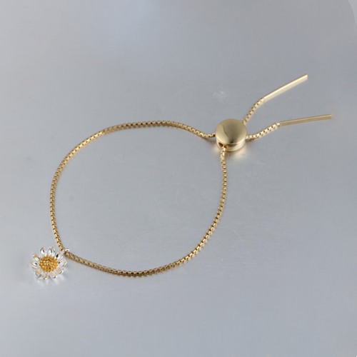 925 sterling silver daisy flower adjustable bracelet