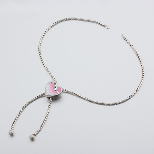925 silver enamel heart box chain adjustable bracelet