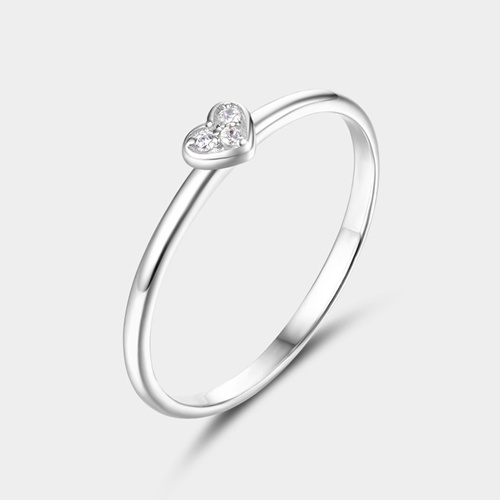 925 sterling silver cubic zirconia stone heart girls rings