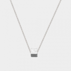 Minimalist 925 sterling silver brushed cube necklaces