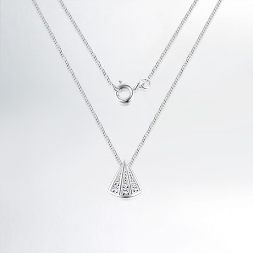 925 sterling silver cz triangle pendant necklaces