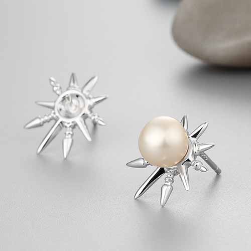 925 sterling silver sun stud earring findings for pearl