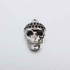 925 sterling silver cz skull pendant